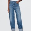 Hoch sitzende Barrel-Jeans mit Bündchen