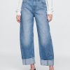 Hoch sitzende Barrel-Jeans mit Bündchen Hoch sitzende Barrel-Jeans mit Bündchen