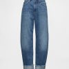 Hoch sitzende Barrel-Jeans mit Bündchen