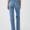 Hoch sitzende, steife Straight-Jeans im Stil der 90er Hoch sitzende, steife Straight-Jeans im Stil der 90er