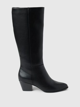 Hohe Stiefel aus veganem Leder mit Absatz