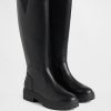 Hohe Stiefel aus veganem Leder mit Profilsohle