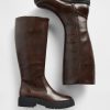 Hohe Stiefel aus veganem Leder mit Profilsohle