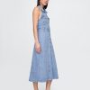 Icon Denim Neckholder-Midikleid