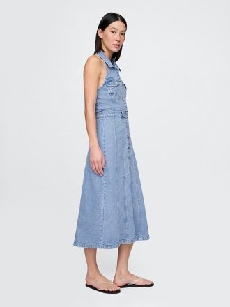 Icon Denim Neckholder-Midikleid