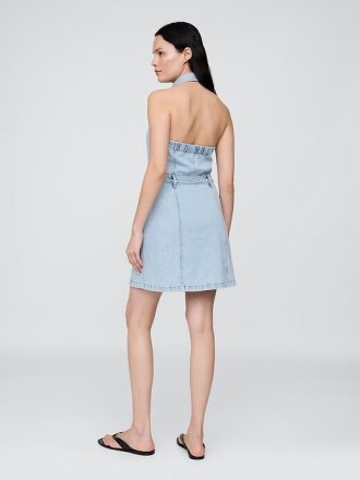 Icon Denim Neckholder-Minikleid