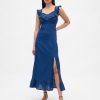Indigoblaues Maxikleid mit Rüschenbesatz Indigoblaues Maxikleid mit Rüschenbesatz