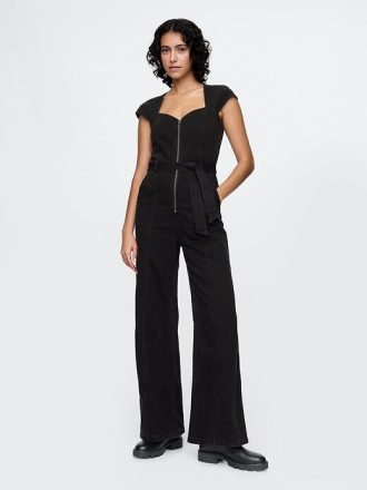 Jeans-Jumpsuit mit Gürtel
