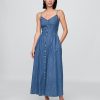 Jeans-Maxikleid mit Nähten