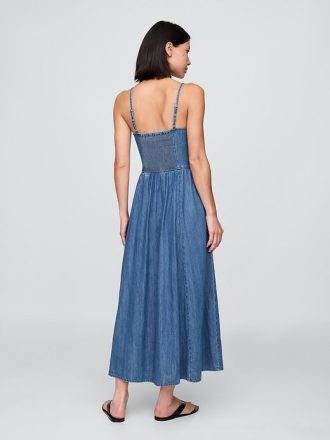Jeans-Maxikleid mit Nähten