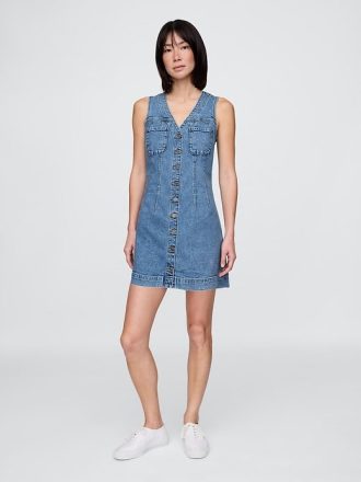 Jeans-Minikleid mit V-Ausschnitt