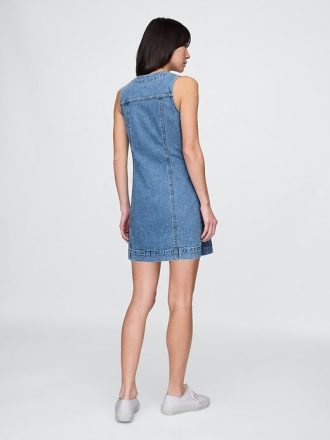 Jeans-Minikleid mit V-Ausschnitt