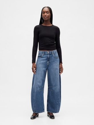 Jeans mit hohem Bund und Hufeisendesign