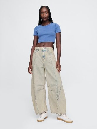Jeans mit hohem Bund und Hufeisendesign