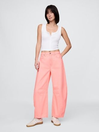 Jeans mit hohem Bund und Hufeisendesign