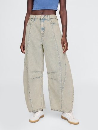 Jeans mit hohem Bund und Hufeisendesign