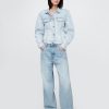 Jeansjacke mit Rundhalsausschnitt und Icon-Print
