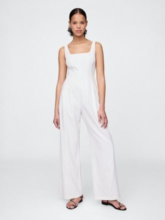 Jumpsuit aus Leinenmischung mit Nähten