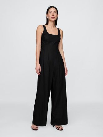 Jumpsuit aus Leinenmischung mit Nähten