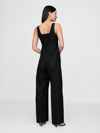 Jumpsuit aus Leinenmischung mit Nähten