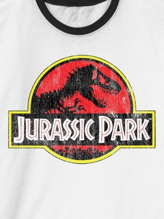Jurassic Park – Klassisches Ringer-T-Shirt mit Logo-Grafik