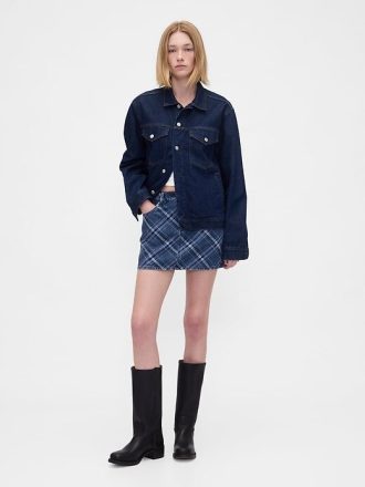 Karierter Jeans-Minirock
