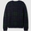 Karierter Pullover mit V-Ausschnitt Karierter Pullover mit V-Ausschnitt