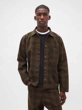 Kariertes Canvas-Denim-Overshirt