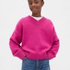 Kastenförmiger Pullover mit V-Ausschnitt für Kinder