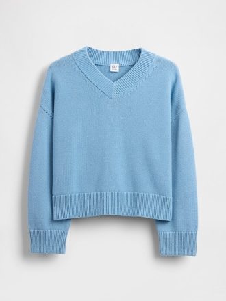 Kastenförmiger Pullover mit V-Ausschnitt für Kinder