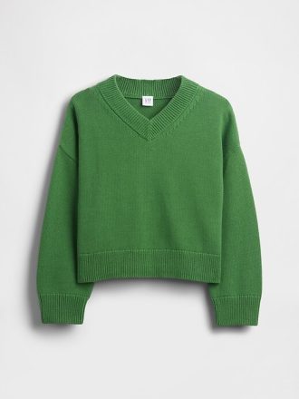 Kastenförmiger Pullover mit V-Ausschnitt für Kinder