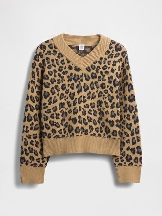 Kastenförmiger Pullover mit V-Ausschnitt für Kinder