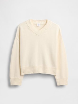 Kastenförmiger Pullover mit V-Ausschnitt für Kinder