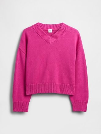 Kastenförmiger Pullover mit V-Ausschnitt für Kinder