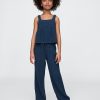 Kinder Crinkle Gauze Denim Baggy Pants Kinder Crinkle Gauze Denim Baggy Pants
