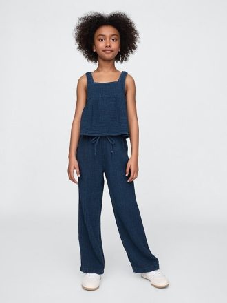 Kinder Crinkle Gauze Denim Baggy Pants