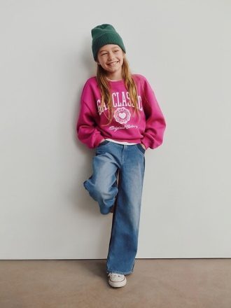 Kinder High Rise Stride Knöcheljeans mit weitem Bein