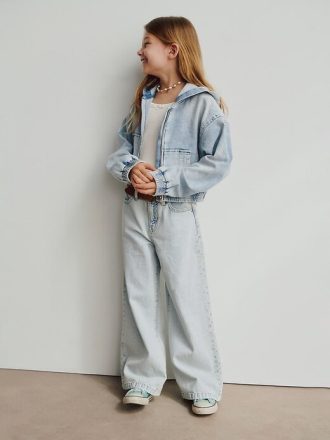 Kinder High Rise Stride Knöcheljeans mit weitem Bein