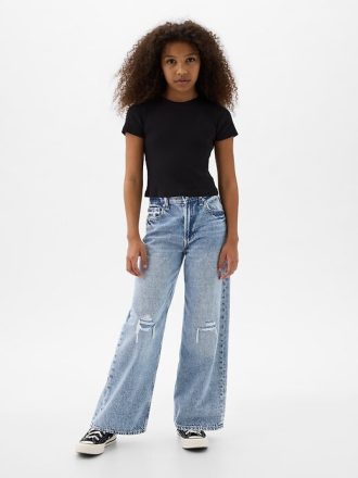Kinder-Jeans mit weitem Bein und niedriger Leibhöhe