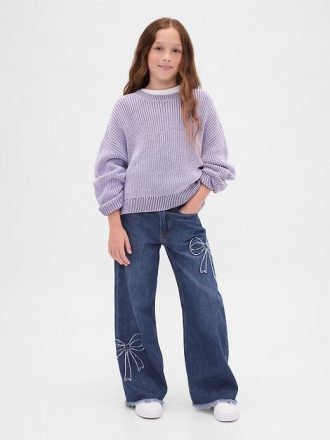 Kinder-Jeans mit weitem Bein und niedriger Leibhöhe