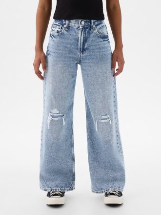 Kinder-Jeans mit weitem Bein und niedriger Leibhöhe