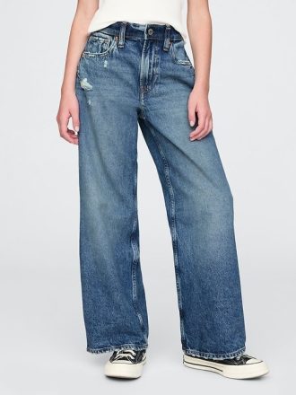 Kinder-Jeans mit weitem Bein und niedriger Leibhöhe