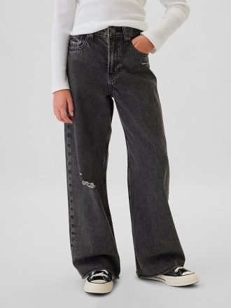 Kinder-Jeans mit weitem Bein und niedriger Leibhöhe