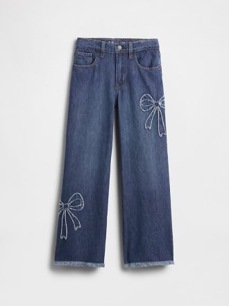 Kinder-Jeans mit weitem Bein und niedriger Leibhöhe