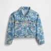 Kinder Jeansjacke mit Ballonärmeln und Blumenmuster Kinder Jeansjacke mit Ballonärmeln und Blumenmuster