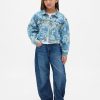 Kinder Jeansjacke mit Ballonärmeln und Blumenmuster Kinder Jeansjacke mit Ballonärmeln und Blumenmuster