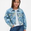 Kinder Jeansjacke mit Ballonärmeln und Blumenmuster Kinder Jeansjacke mit Ballonärmeln und Blumenmuster