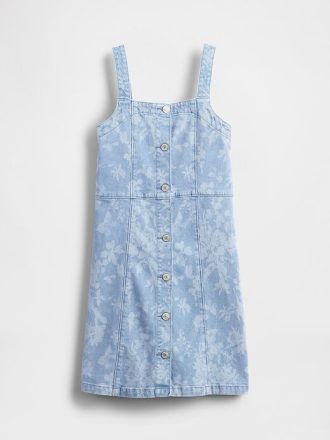 Kinder-Jeanskleid mit Blumenmuster