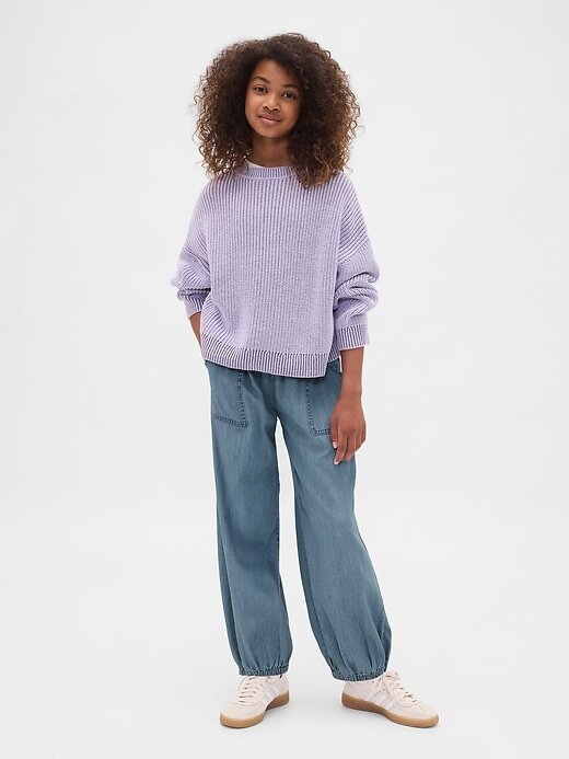 Kinder-Jogginghose aus Denim mit hohem Bund Kinder-Jogginghose aus Denim mit hohem Bund