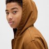 Kinder-Kapuzenpullover aus Canvas-Denim mit Sherpa-Futter Kinder-Kapuzenpullover aus Canvas-Denim mit Sherpa-Futter